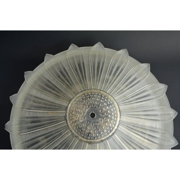 Art Deco Sunflower Glass Ceiling Shade Vintage White Frosted 14" Restoration - Picture 4 of 10